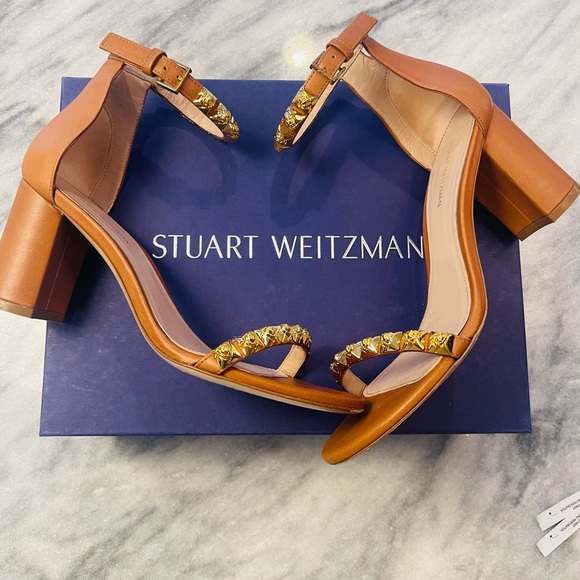Stuart Weitzman Rosemarie Heeled Sandal In Cuoio Arizona Women’s Size 7.5 - Picture 4 of 8